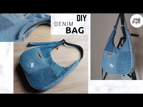 DIY Shoulder Bag Sewing Tutorial. Jeans Crossbody Bag. How to make a bag.