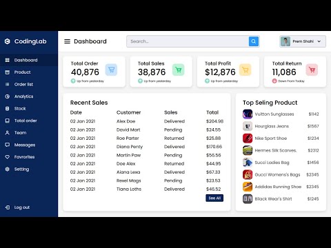 Create Responsive Admin Dashboard in HTML CSS | Admin Panel Template