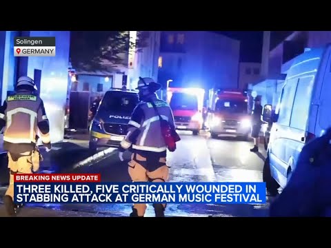 Knife attack at festival in Germany kills 3 people, seriously wounds at least 5, police say