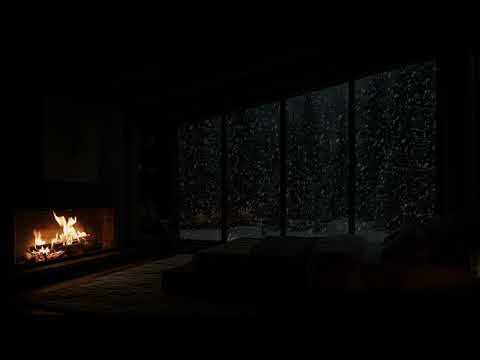 Fireplace and Snowstorm Ambience – No Ads🔥Calm, Unbroken Winter Sounds for Restful Sleep, Relaxation