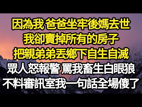 因為我 爸爸坐牢後媽去世，我卻賣掉所有的房子，把親弟弟丟鄉下自生自滅，眾人怒報警 罵我畜生白眼狼，不料審訊室我一句話全場傻了#故事#悬疑#人性#刑事#人生故事#生活哲學#為人哲學