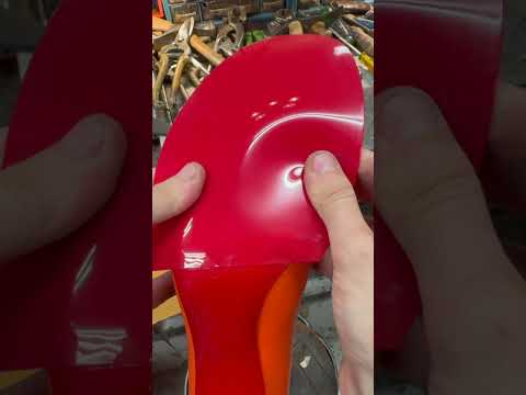 Christian Louboutin Orange Heels Red Rubber Half Sole Install
