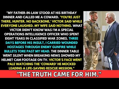 My Father-In-Law Called Me a Coward at Dinner — Then News Showed Footage From My Classified Mission.