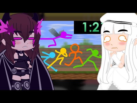 Mob talker girl's react to Speedrun Competition by Alan Becker (weak?)