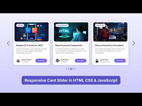 Create A Responsive Card Slider in HTML CSS & JavaScript | Step-by-Step Tutorial