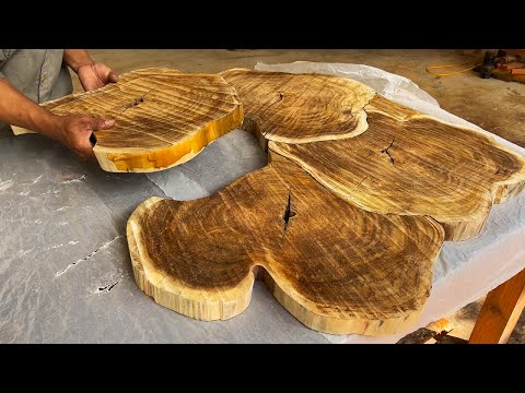 Woodworking Masterpiece With Strange Tree Stump // A Sturdy Wooden Table For The Garden To Look New