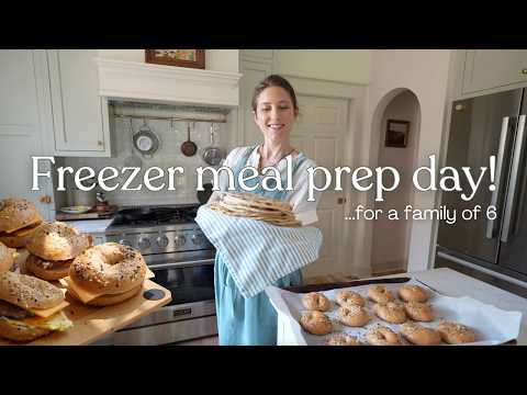 Freezer Meal Prep Day! 7 Recipes,  Homemade Tortillas, Protein Bagels, Breakfast & Full Dinners!