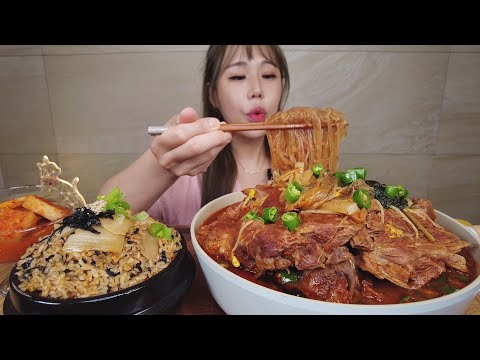 Pork Back-bone Stew radish kimchi REAL SOUND ASMR MUKBANG