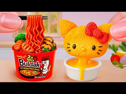 Spicy Buldak Ramen vs Cheesy Hello Kitty 🧀🔥 La mejor receta de comida rápida