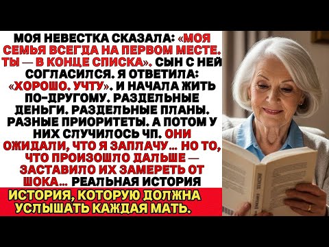 Моя невестка сказала «Моя семья — на первом месте  А ты — всегда последняя  У меня сжалось сердце