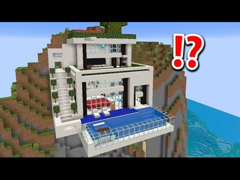 Dig a Hole in a Mountain and Turns it into a Modern House - Minecraft