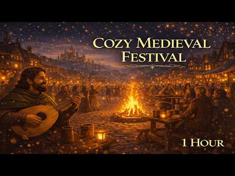 Cozy Medieval Festival Music 🌙 | Relaxing Night Ambience | 1 Hour Medieval Instrumental