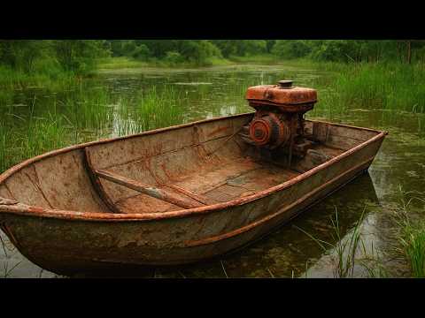 Restoration Abandoned Rusty Boat for Decades Found on the River Bank Back to Life After Decades