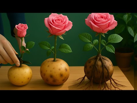 Stick a rose in a potato/ Rose grows 99 roots overnight