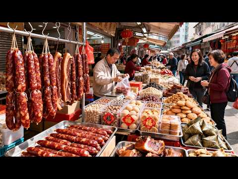 廣東廣州最大新年集市,人山人海望不到頭!臘腸臘肉堅果海鮮乾貨又便又靚,臘腸15元一斤,比手掌大的臺山大肉粽3元一個,燒肉19元一斤,堪稱性價比天花板!