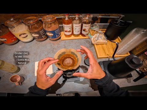 POV - Barista works at a speciality coffee shop