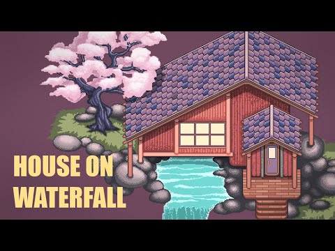 House on Waterfall - Pixel Art Timelapse