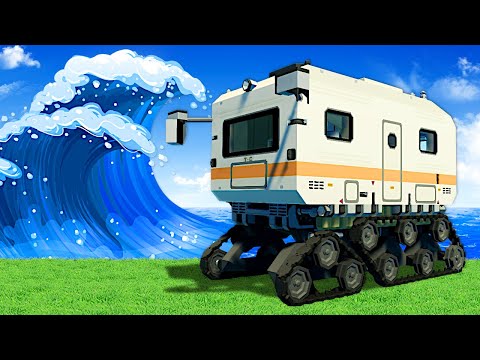 Tsunami Survival in a TANK CAMPER! (Stormworks)