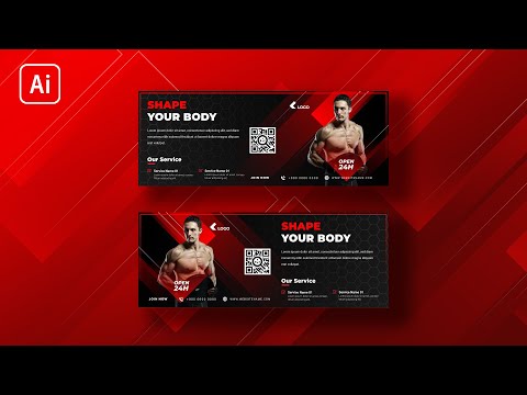 Illustrator Tutorial  | Modern Web Banner Design | GYM Fitness | Free Download