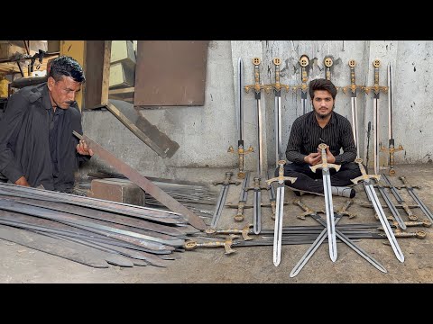incredible! How stainless steel sheet Turning into Damascus Sword | Amazing mass production process