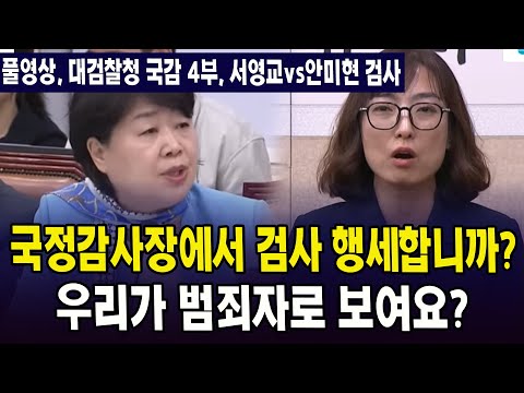 (🔴풀영상, 대검찰청 국감 4부, 서영교vs안미현 검사) 국정감사장에서 검사 행세합니까? 우리가 범죄자로 보여요?