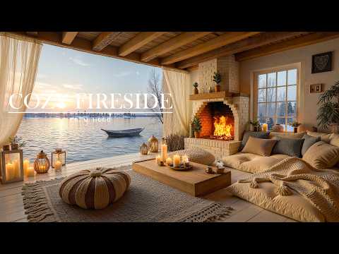 Sunset Lakehouse Jazz 🌅 Smooth Instrumental Jazz for Relaxation, Study & Cozy Fireside Evenings