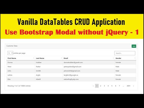 Vanilla DataTables CRUD Application - Use Bootstrap Modal without jQuery - 1