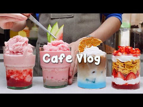 🍉스무디와 파르페는 건강에 좋습니다🍓지치고 힘들 땐 음료 ASMR로 힐링해요/카페브이로그/Cafe Vlog/ASMR/Tasty Coffee