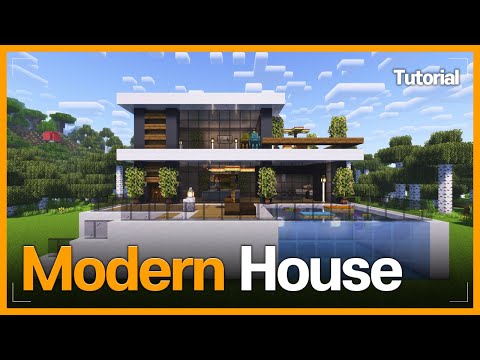 Minecraft⛏️: How to Build a Modern House with Infinity Pool – Tutorial🏖️