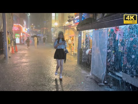 【4k hdr】 8 Hours Heavy Rain ASMR | Walk in Harajuku（原宿）Tokyo Japan | Rain sounds for sleeping
