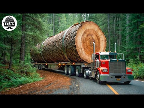 Extreme Dangerous Big Logging Wood Truck Driving Skill | Fastest Chainsaw Cutting Tree Machines #21