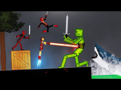 Super Heros vs Giant Melon Playground Full Fight in People Playground