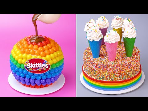 How to Make a Super Luxurious Rainbow Cake | Amazing Colorful Cake Decorating Ideas | Tasty Plus
