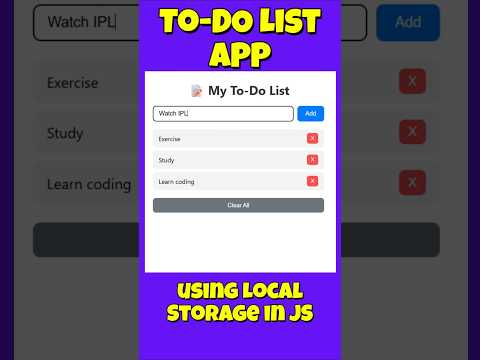 To Do List App | Local Storage | JavaScript #javascript #coding