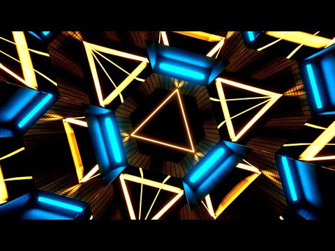 VisionKanal 4K – Futuristic Hypnotic Yellow and Blue Neon Triangles | No Audio [2 Hours]