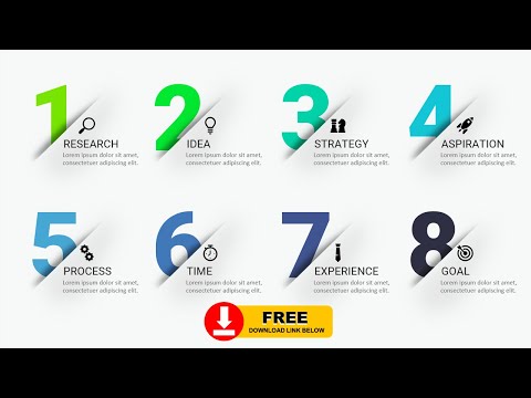 Create 8 steps Infographic slide in PowerPoint. Tutorial No. 891
