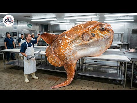 Amazing Masterful Cutting Skills - Giant Ocean Sunfish | Fastest Knife Skills You've Never Seen!
