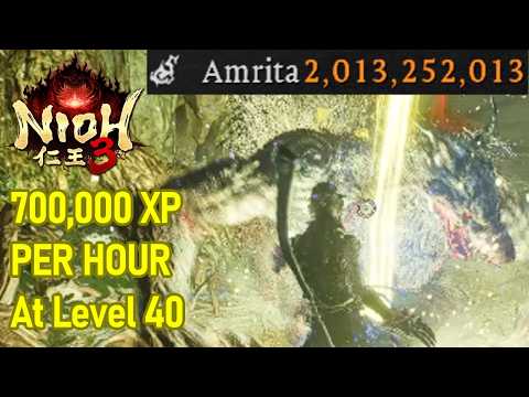 ULTRA FAST 700,000 XP PER HOUR Mid Game Amrita Farm LVL 40, Nioh 3 Level up XP Farming