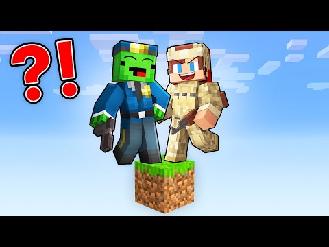 Mikey POLICE and JJ MILITARY were LOCKED on ONE BLOCK in Minecraft (Maizen)