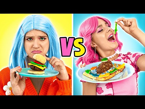 本物の食べ物と偽物の食べ物 ||料理チャレンジ!キッチンのハックとおいしいレシピ