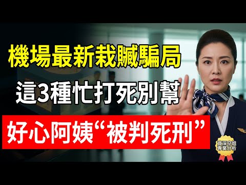機場最新栽贓騙局：這3種忙打死別幫！好心阿姨“被判死刑”！#機場騙局 #運毒 #行李安全 #出國 #空姐