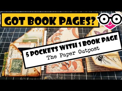 GOT BOOK PAGES? 5 Folds = 5 Pockets! Easy Junk Journal Pocket Idea Using one book page Paper Outpost