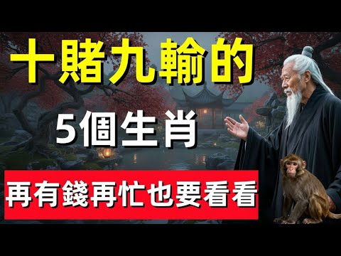 ⛩️☯🐉最容易因賭失福的5個生肖｜再有錢，也要看清因果！#修行思維 #修行 #福報 #禪 #道德經 #覺醒 #開悟 #禅修⛩️☯🐉