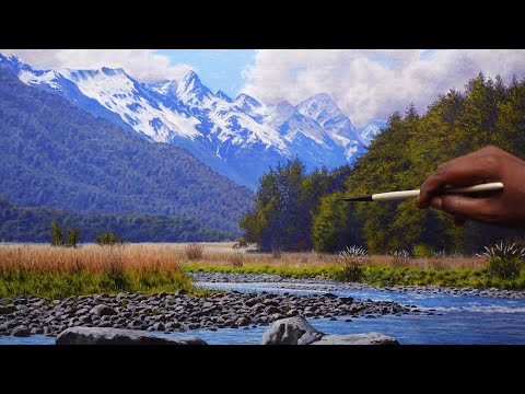 How to Painting Beautiful Mountain Side Landscape | Time lapse |156