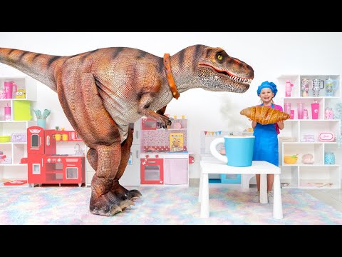 Søvnige Stephi leger med dinosaurer 🦕😴