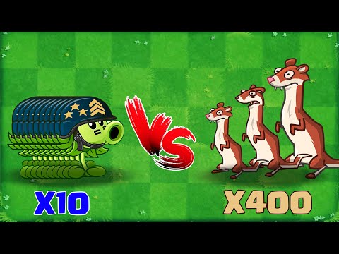 PVZ 2 Challenge - 10 Plants Vs 400 Ice Weasel - Who Will Win?