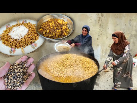 غربال القمح الوحيد في لبنان بدون أي عذاب!!سلق القمح وتعريب 150 كيلو برغل بلدي🔥