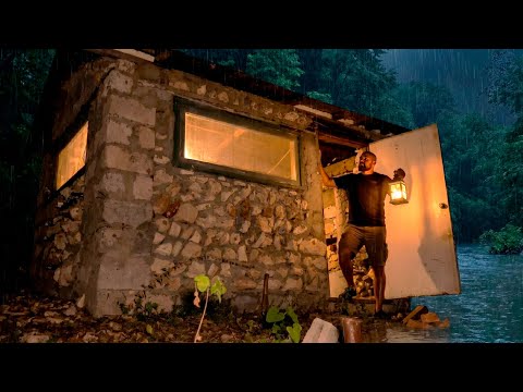 He Builds a Bed, Table and Fire in a Stone House by the River