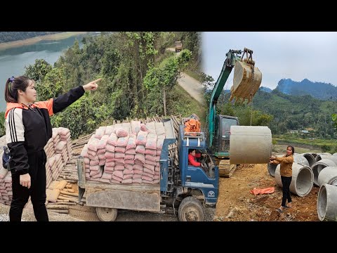 Truck, excavator, construction site