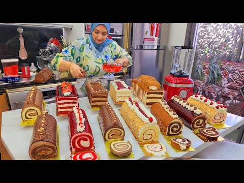 The Only Swiss Roll Recipe You Need! 1Batter =12 Professional Cakes (Red Velvet, Chocolate, Biscoff)